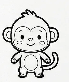 a drawing of a monkey with a big smile.webp